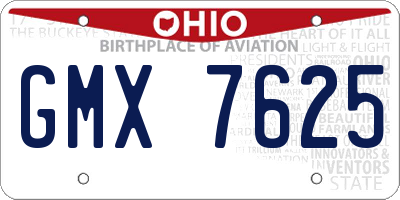 OH license plate GMX7625
