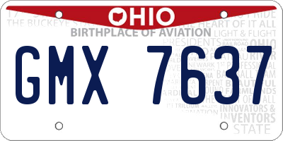 OH license plate GMX7637