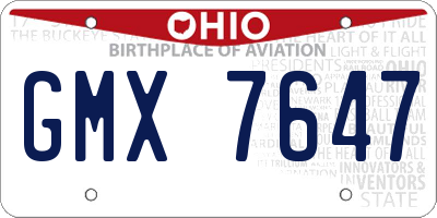 OH license plate GMX7647