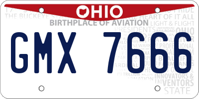 OH license plate GMX7666
