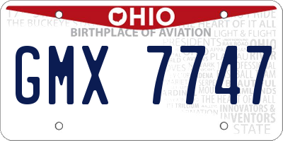OH license plate GMX7747