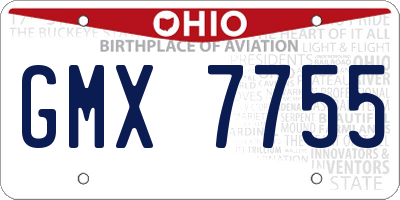 OH license plate GMX7755