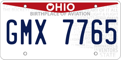 OH license plate GMX7765