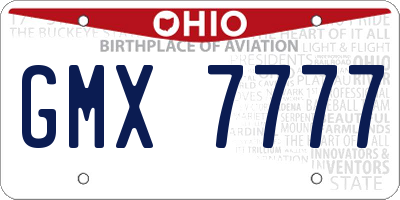 OH license plate GMX7777