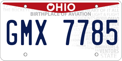 OH license plate GMX7785