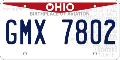 OH license plate GMX7802