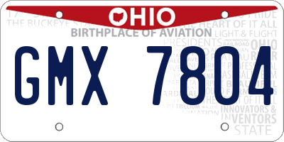 OH license plate GMX7804