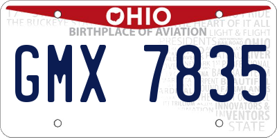 OH license plate GMX7835