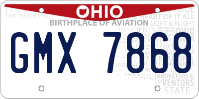 OH license plate GMX7868