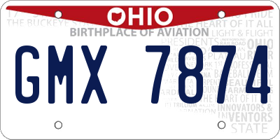 OH license plate GMX7874