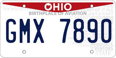 OH license plate GMX7890