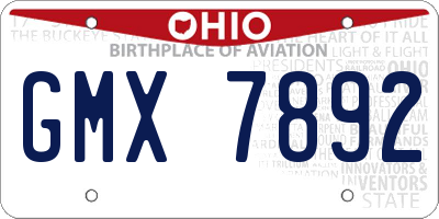 OH license plate GMX7892