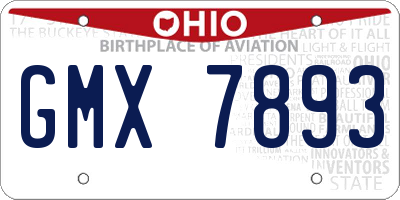 OH license plate GMX7893