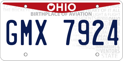 OH license plate GMX7924