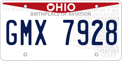 OH license plate GMX7928