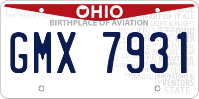OH license plate GMX7931