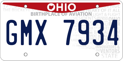OH license plate GMX7934