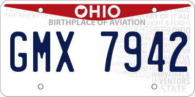 OH license plate GMX7942