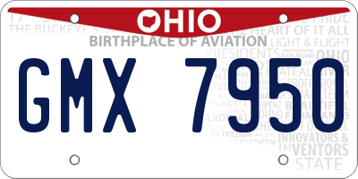 OH license plate GMX7950