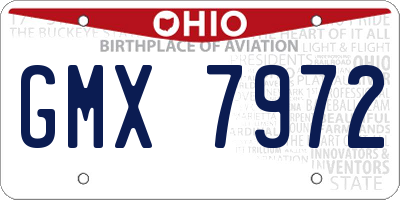 OH license plate GMX7972