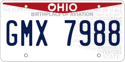 OH license plate GMX7988