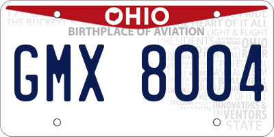 OH license plate GMX8004