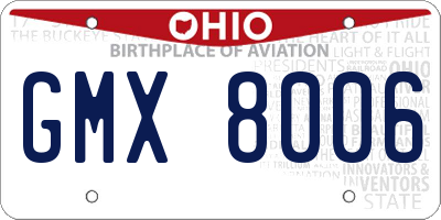 OH license plate GMX8006