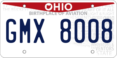 OH license plate GMX8008