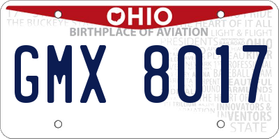 OH license plate GMX8017