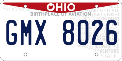 OH license plate GMX8026
