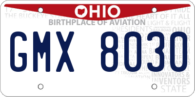 OH license plate GMX8030