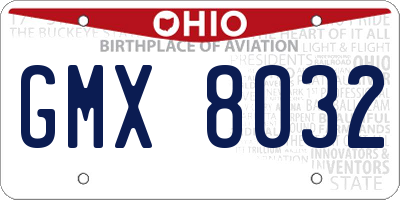 OH license plate GMX8032