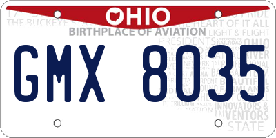 OH license plate GMX8035