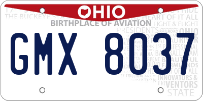 OH license plate GMX8037