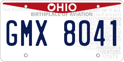 OH license plate GMX8041