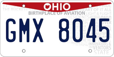OH license plate GMX8045