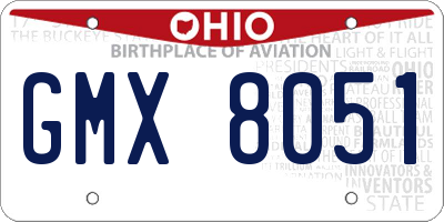 OH license plate GMX8051