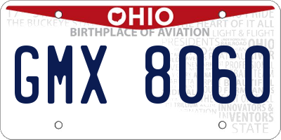 OH license plate GMX8060