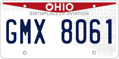 OH license plate GMX8061