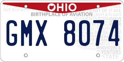 OH license plate GMX8074