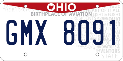 OH license plate GMX8091