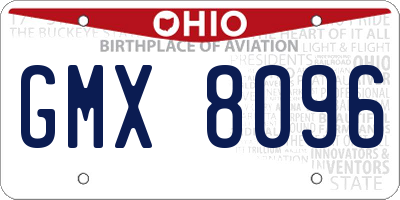 OH license plate GMX8096
