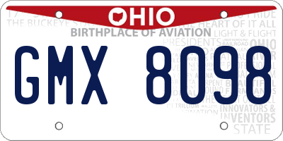 OH license plate GMX8098
