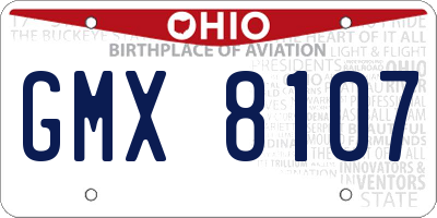OH license plate GMX8107