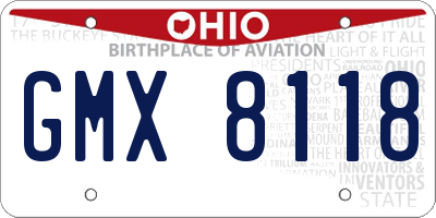 OH license plate GMX8118