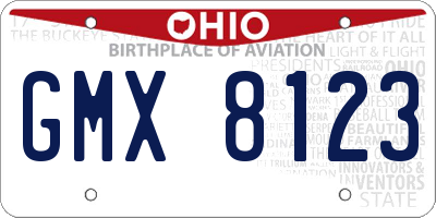 OH license plate GMX8123