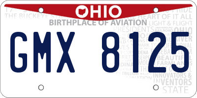 OH license plate GMX8125