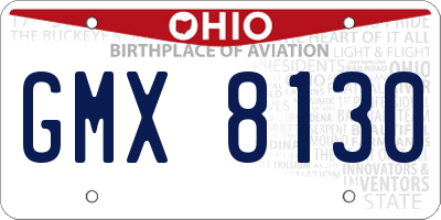 OH license plate GMX8130