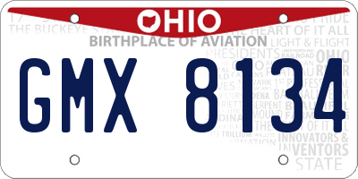 OH license plate GMX8134