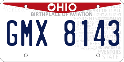 OH license plate GMX8143